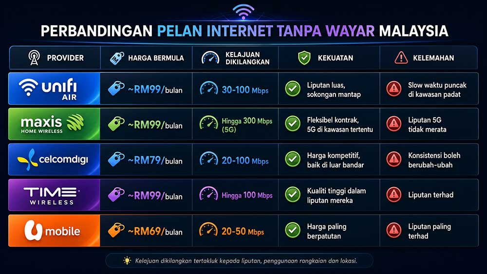 Jadual Perbandingan Servis Wireless Broadband
